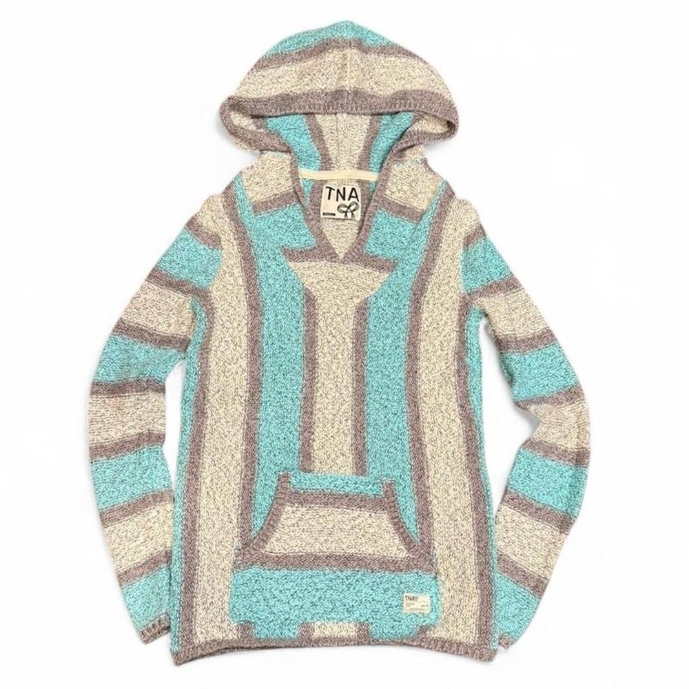 Y2K TNA Baja Beach Poncho Pullover Hooded Knitted Sweater